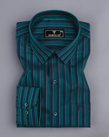 NavyBlue With Peacock Green Stripe Premium Cotton Shirt