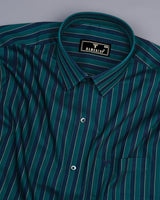 NavyBlue With Peacock Green Stripe Premium Cotton Shirt