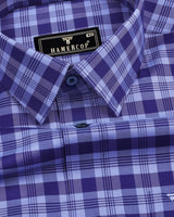 Bela Blue Twill Check Premium Cotton Formal Shirt