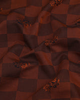 Cinnamon Brown Jacquard Textured Sudoku Check Cotton Shirt