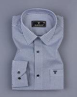 Steel Gray With White Check Dobby Cotton Formal Shirt