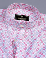 Melody Pink Square Block Printed Amsler Linen Cotton Shirt