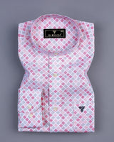 Melody Pink Square Block Printed Amsler Linen Cotton Shirt