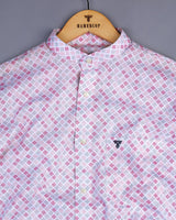 Melody Pink Square Block Printed Amsler Linen Cotton Shirt