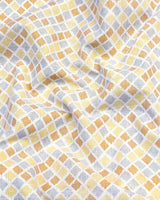 Melody Yellow Square Block Printed Amsler Linen Cotton Shirt