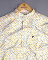 Melody Yellow Square Block Printed Amsler Linen Cotton Shirt