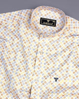 Melody Yellow Square Block Printed Amsler Linen Cotton Shirt