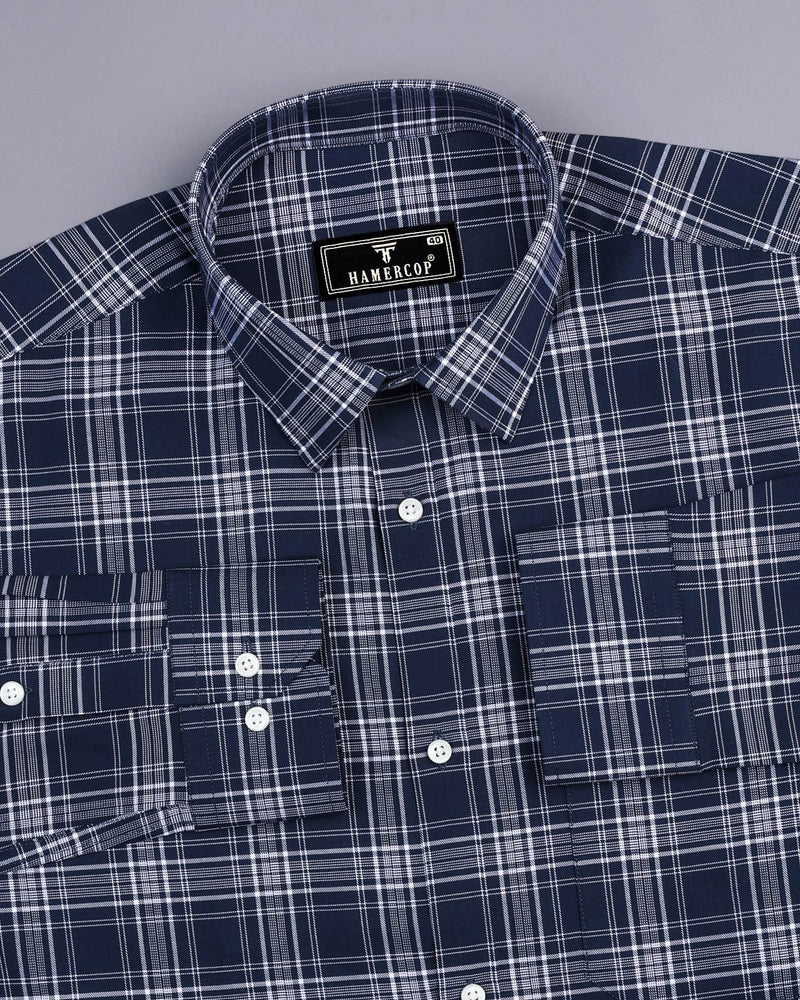 Jiloca Gray With White Twill Check Premium Cotton Shirt