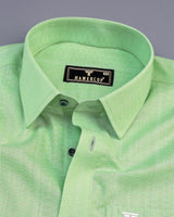 Midas Green With White Geometrical Printed Linen Cotton Shirt