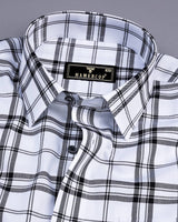 Briton White And Black Twill Check Formal Cotton Shirt