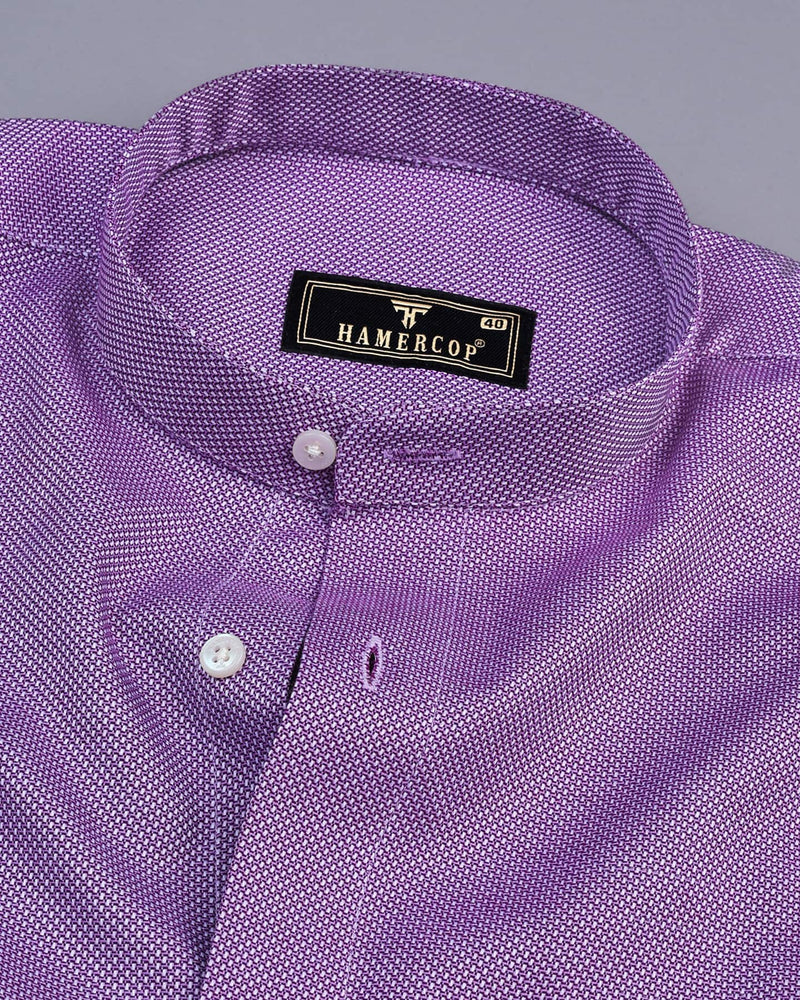 Wolin Purple With White Dobby Texture Cotton Shirt