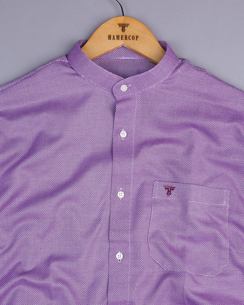 Wolin Purple With White Dobby Texture Cotton Shirt