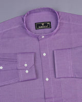 Wolin Purple With White Dobby Texture Cotton Shirt