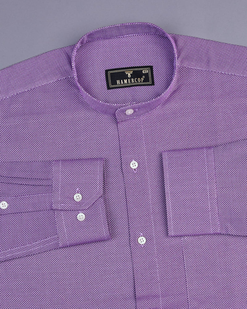 Wolin Purple With White Dobby Texture Cotton Shirt