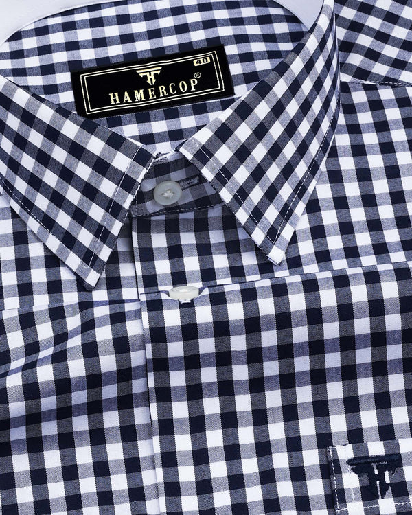 Elgin NavyBlue With White Yarn Dyed Check Designer Shirt