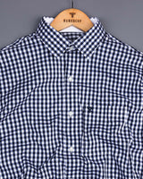 Elgin NavyBlue With White Yarn Dyed Check Designer Shirt