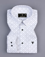 Rewa Gray With White Printed Amsler Linen Cotton Shirt