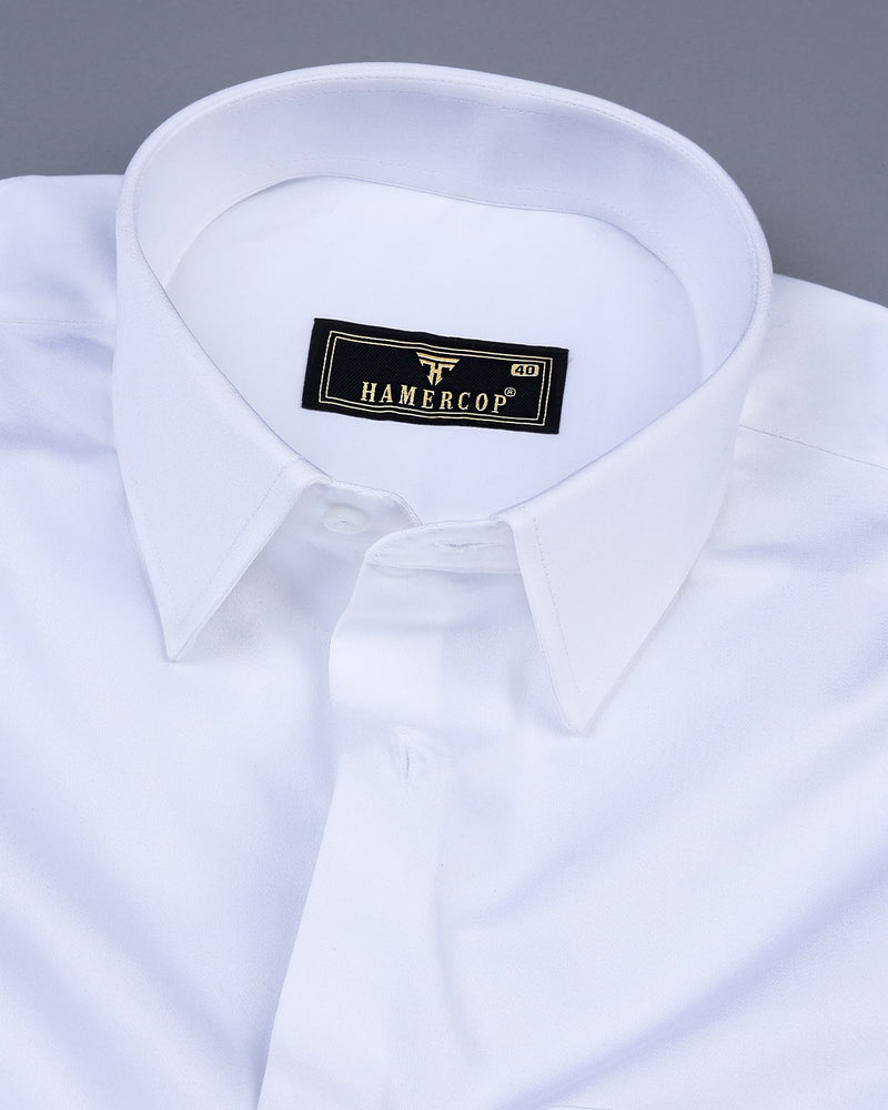 White Soft Touch Satin Premium Cotton Shirt