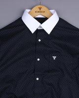 NavyBlue With White Dot Polka Printed Cotton Designer Shirt