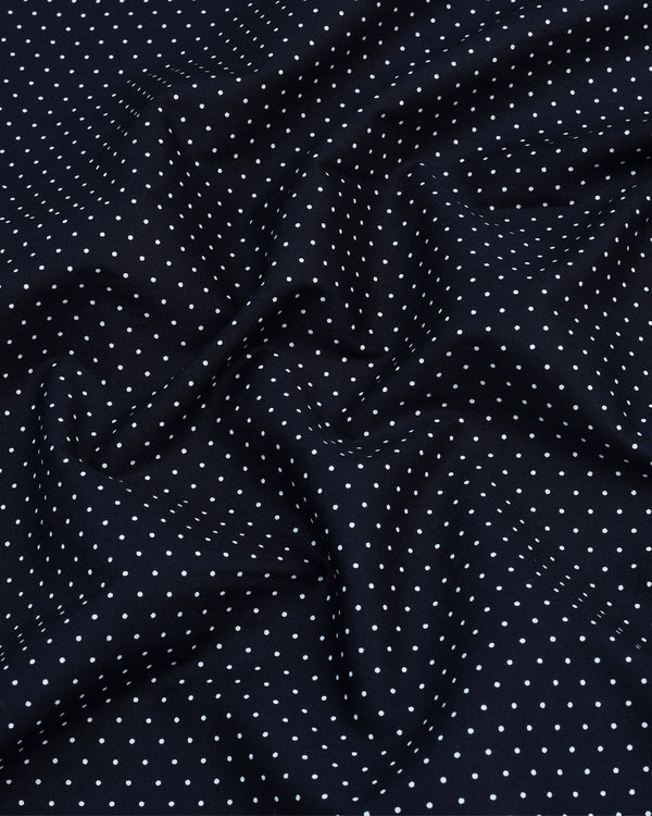 NavyBlue With White Dot Polka Printed Cotton Designer Shirt