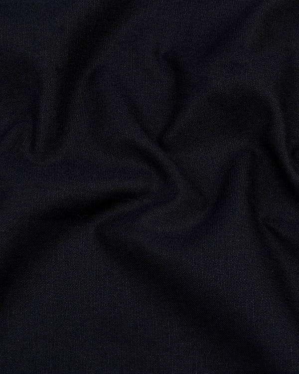 Midnight Black Linen Cotton Formal Shirt