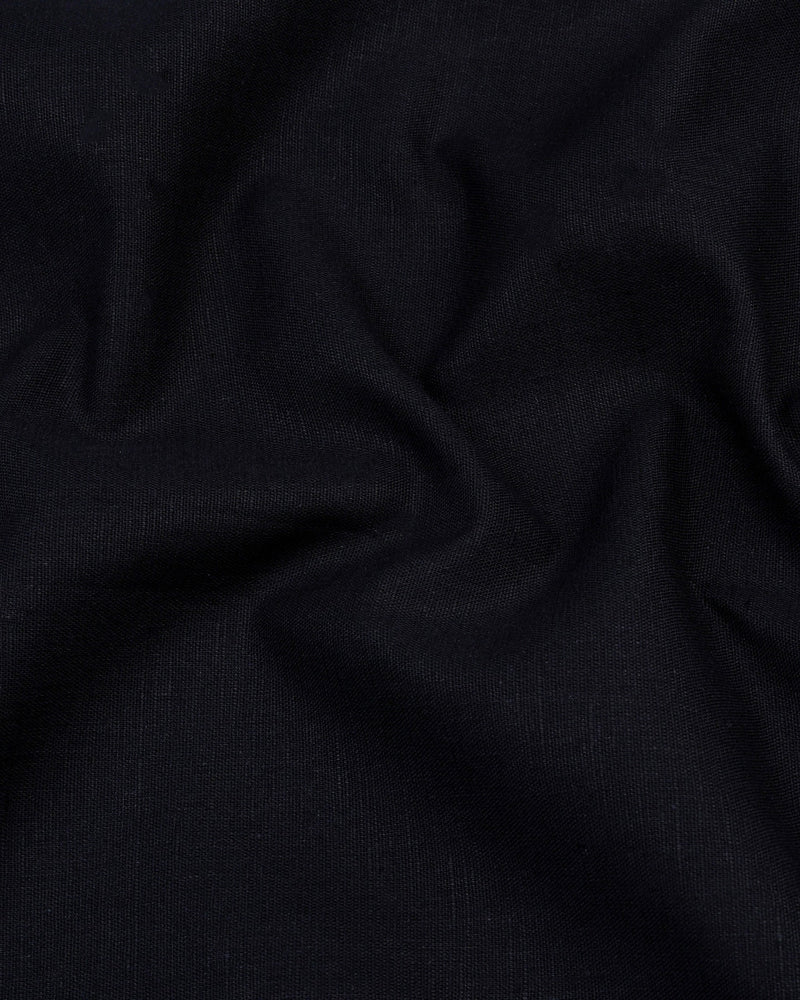 Midnight Black Linen Cotton Formal Shirt