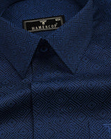 Kingston Blue Multi Square Box Printed Cotton Shirt