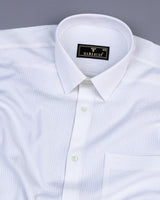 White Self Stripe Seersucker Dobby Cotton Shirt