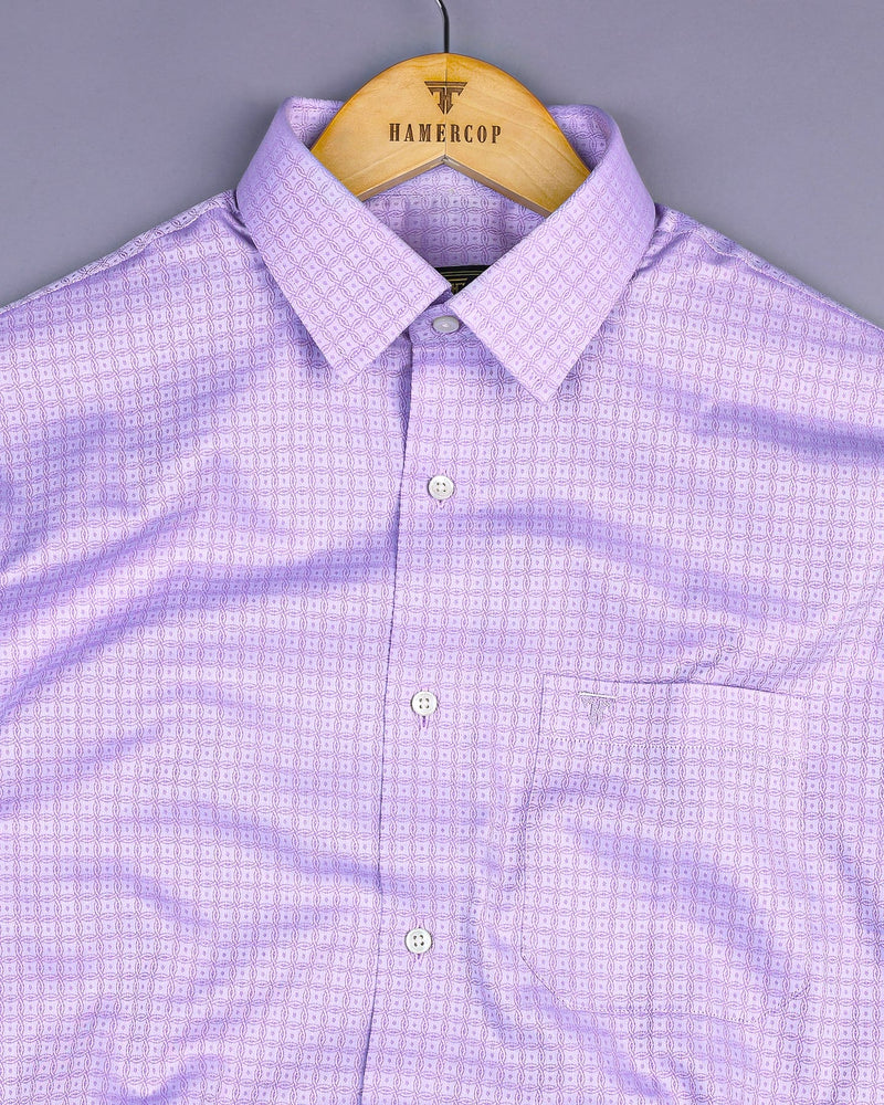 Light Purple Oval Patterned Jacquard Cotton Shirt