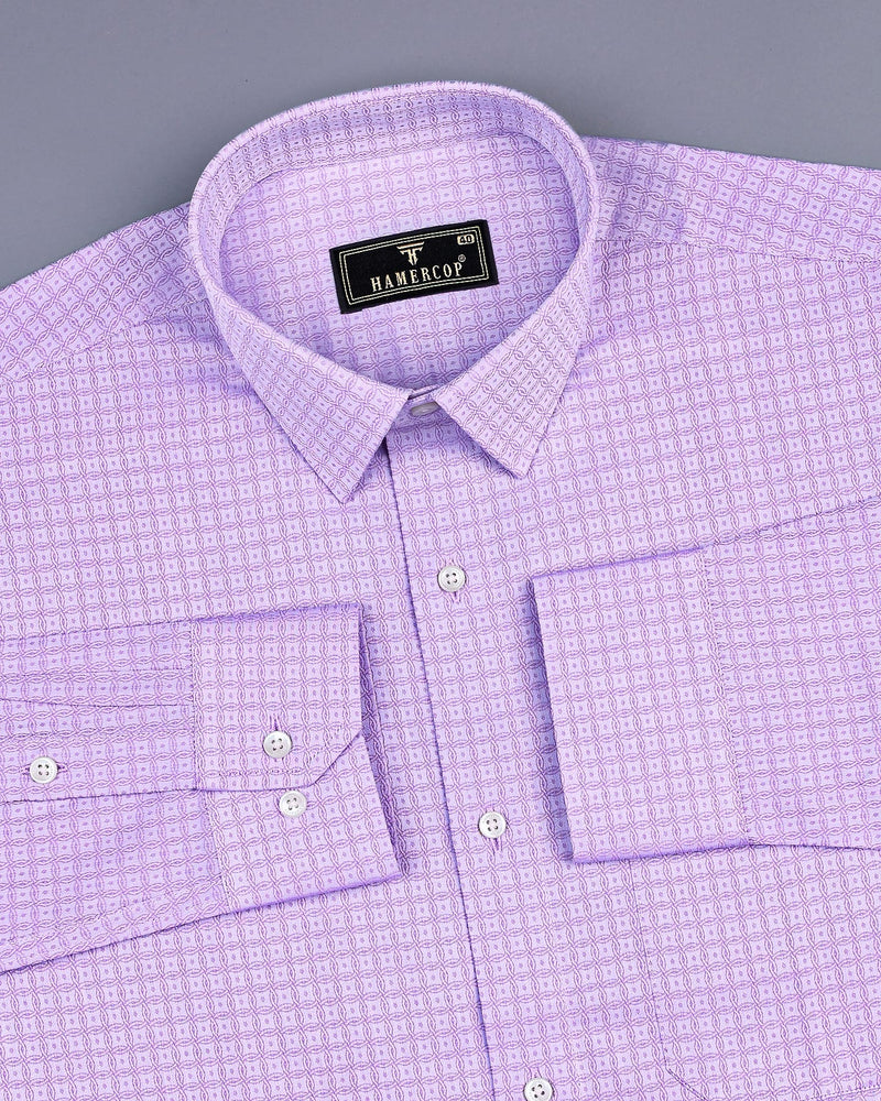 Light Purple Oval Patterned Jacquard Cotton Shirt