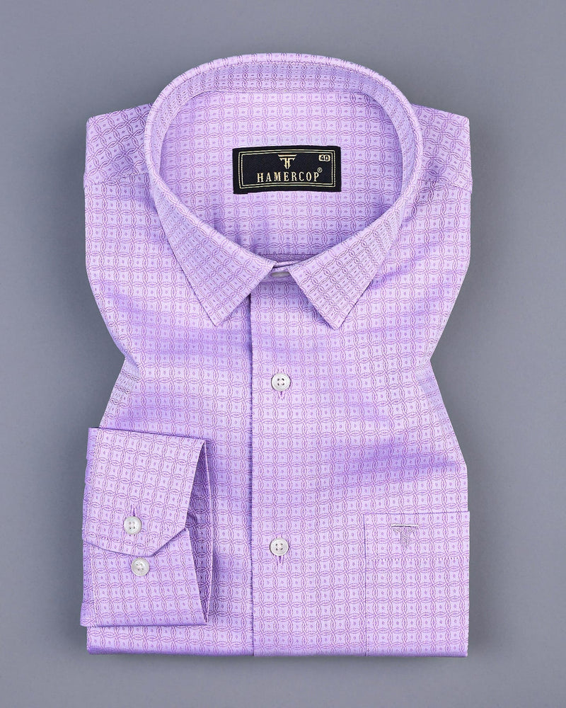 Light Purple Oval Patterned Jacquard Cotton Shirt