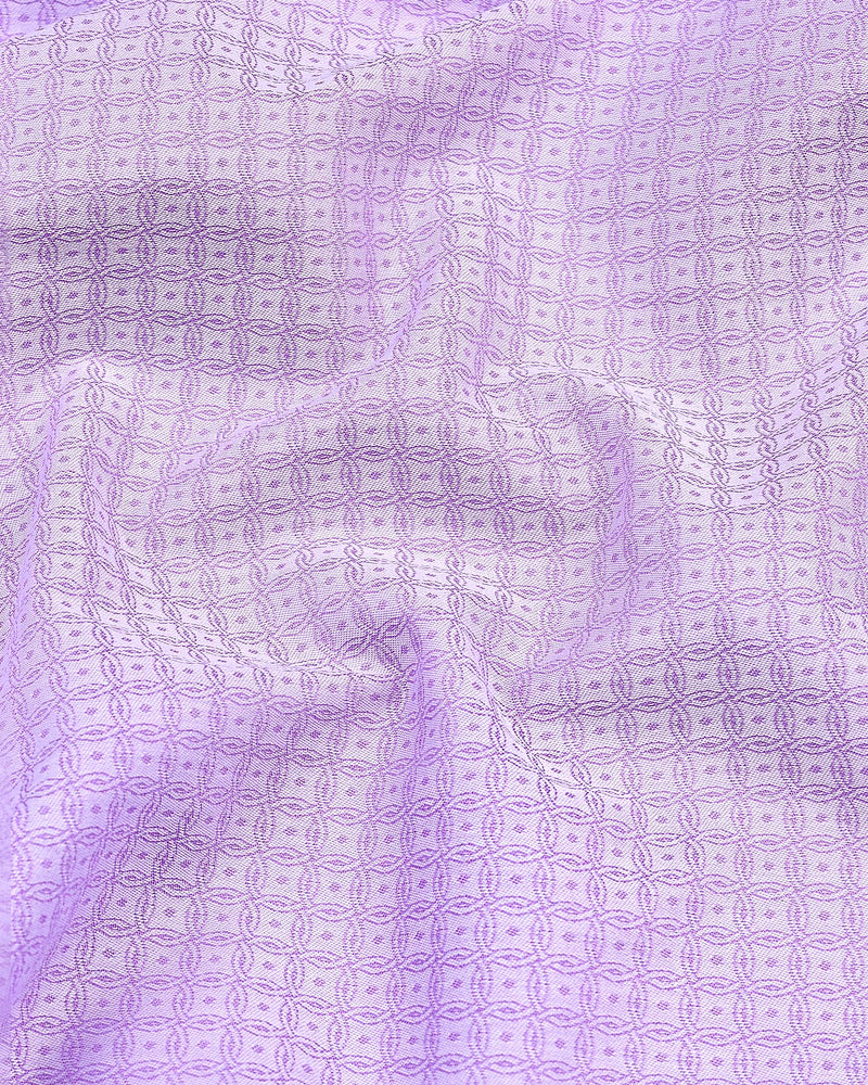 Light Purple Oval Patterned Jacquard Cotton Shirt