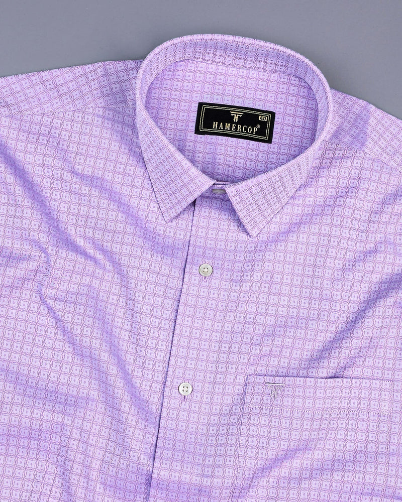 Light Purple Oval Patterned Jacquard Cotton Shirt