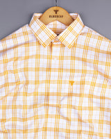 Peony Yellow With White Check Dobby Cotton Shirt