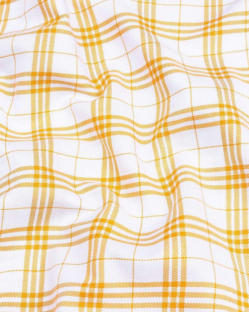 Peony Yellow With White Check Dobby Cotton Shirt