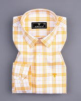 Peony Yellow With White Check Dobby Cotton Shirt