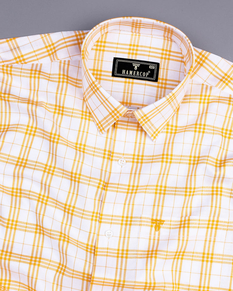 Peony Yellow With White Check Dobby Cotton Shirt