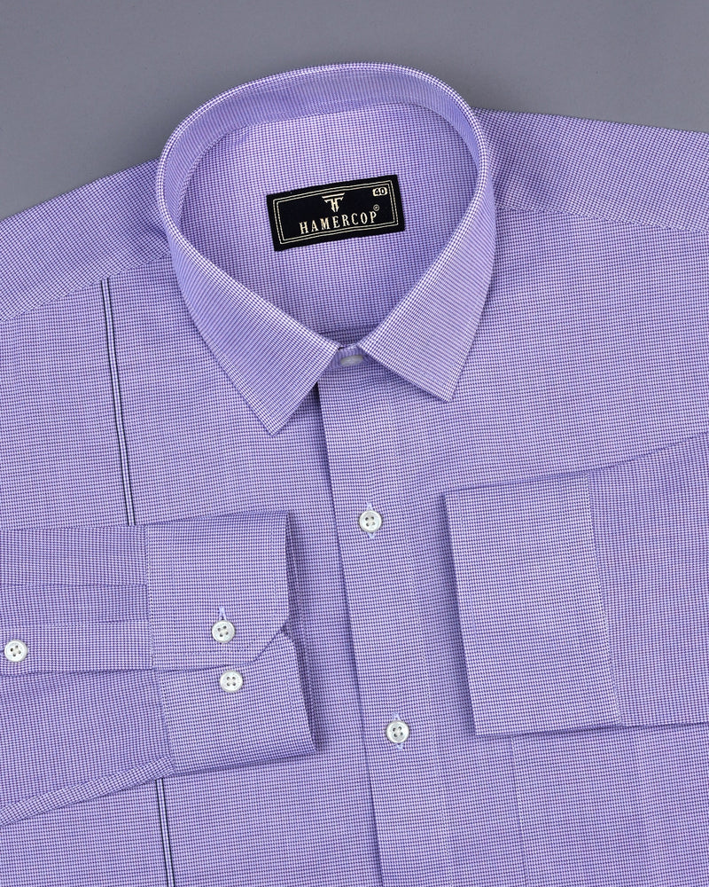 Purple Micro Houndstooth Dobby Cotton Formal Shirt