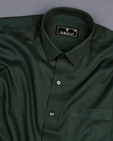 Bottle Green Dobby Textured Solid Cotton Shirt