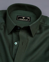 Bottle Green Dobby Textured Solid Cotton Shirt