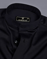 Mesh Black Soft Touch Satin Premium Cotton Shirt