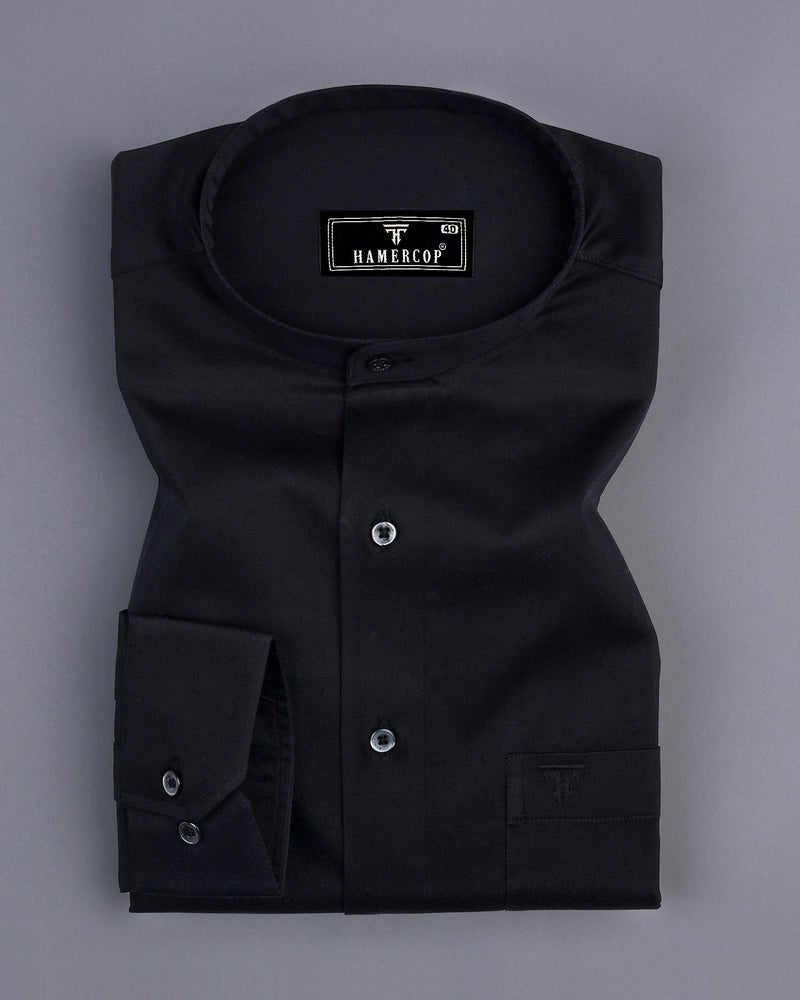 Mesh Black Soft Touch Satin Premium Cotton Shirt