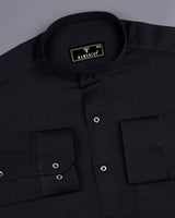 Mesh Black Soft Touch Satin Premium Cotton Shirt