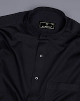 Mesh Black Soft Touch Satin Premium Cotton Shirt