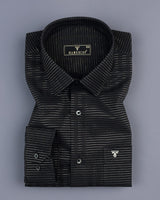 Black With Sliver Dobby Gamming Wrex Weft Stripe Cotton Shirt