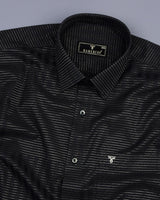 Black With Sliver Dobby Gamming Wrex Weft Stripe Cotton Shirt