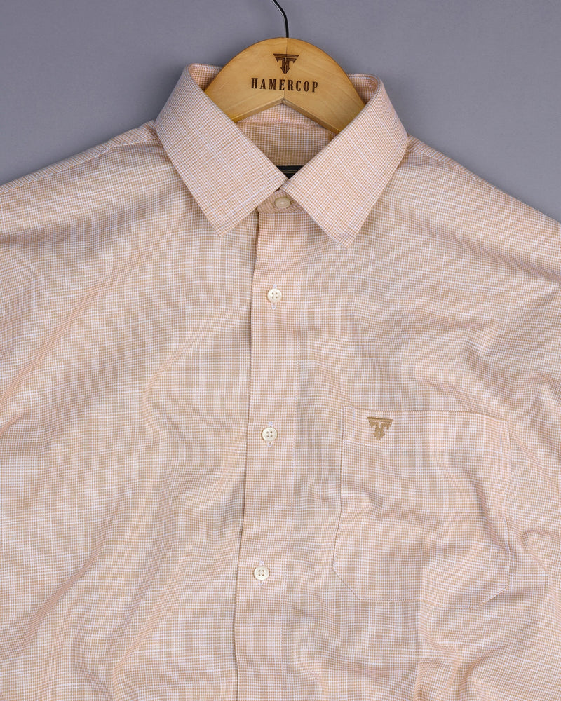 Opsin Cream Houndstooth Check Amsler Cotton Shirt