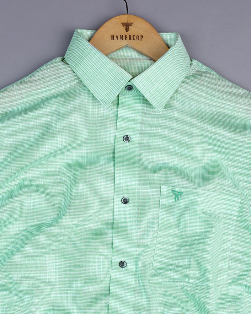 Opsin Green Houndstooth Check Amsler Cotton Shirt