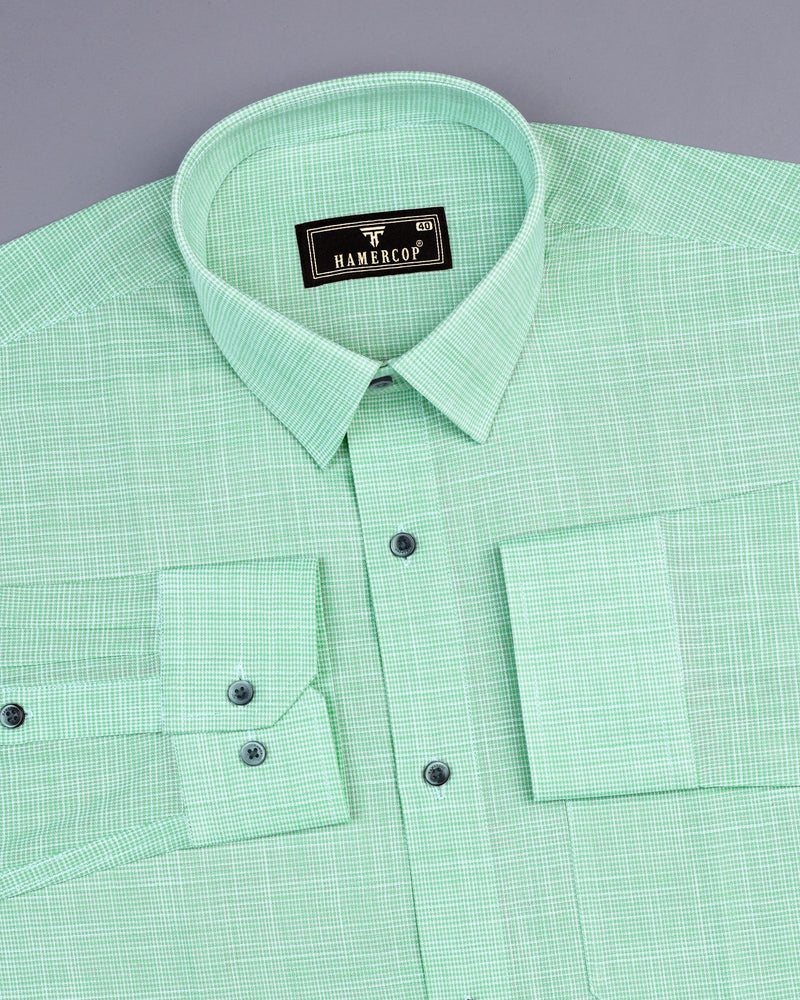 Opsin Green Houndstooth Check Amsler Cotton Shirt