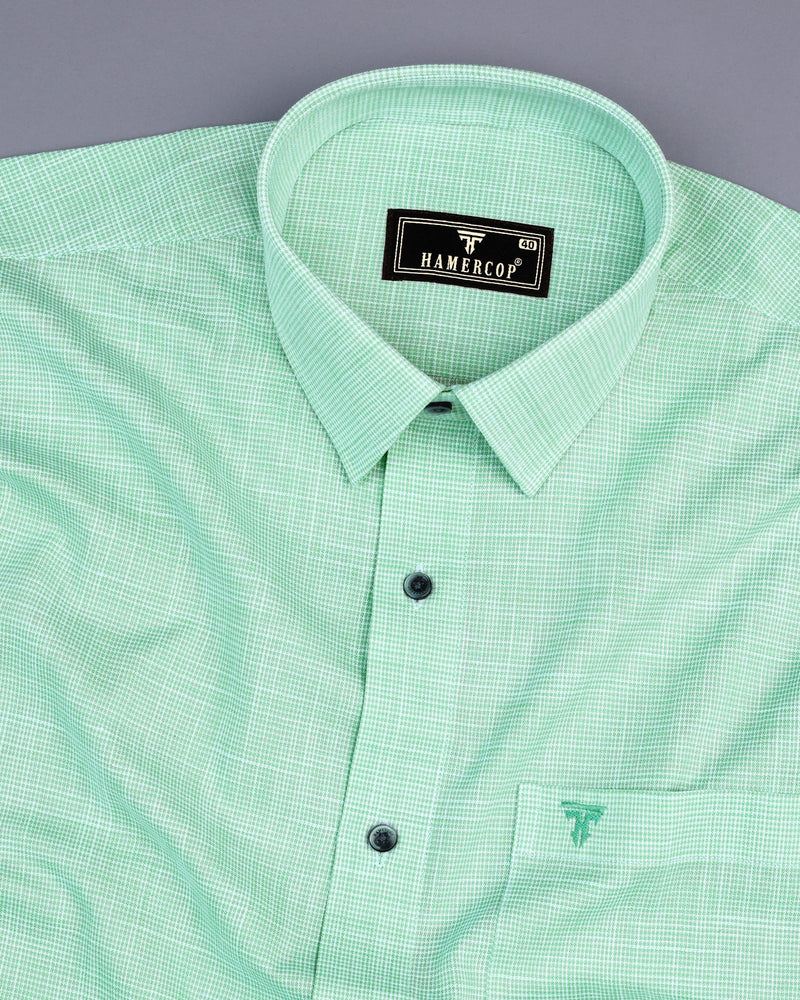 Opsin Green Houndstooth Check Amsler Cotton Shirt